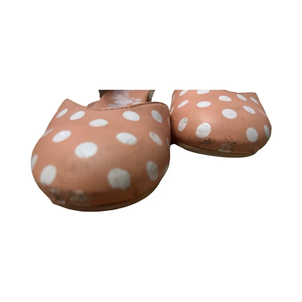 Girls peach and white polka dot dress shoes - size 1.5